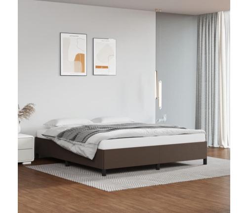 vidaXL Estructura de cama de cuero sintético marrón 180x200 cm