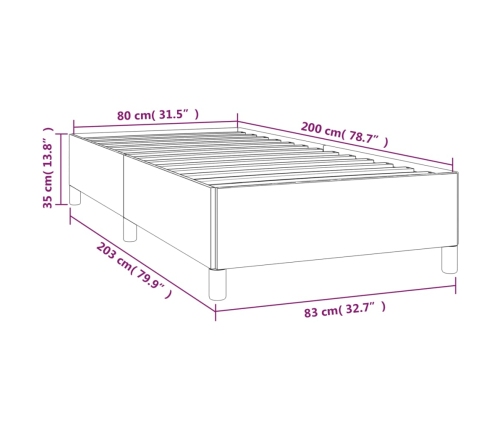 Estructura de cama sin colchón terciopelo gris claro 80x200 cm