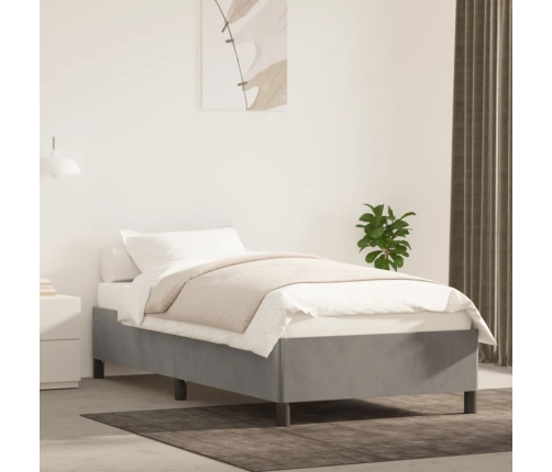 Estructura de cama sin colchón terciopelo gris claro 80x200 cm