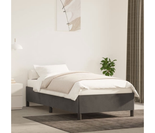 Estructura de cama sin colchón terciopelo gris oscuro 80x200 cm