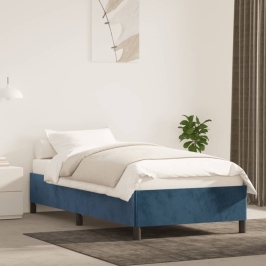 Estructura de cama sin colchón terciopelo azul oscuro 80x200 cm