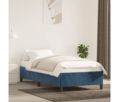 Estructura de cama sin colchón terciopelo azul oscuro 80x200 cm