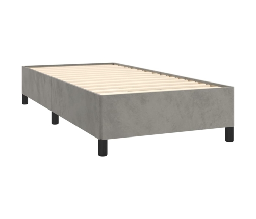 Estructura de cama sin colchón terciopelo gris claro 90x190 cm