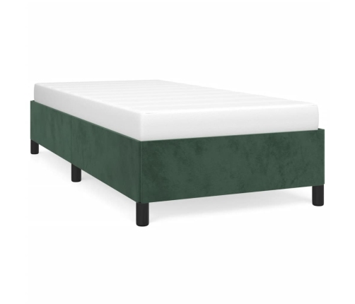 Estructura de cama sin colchón terciopelo verde oscuro 90x190cm