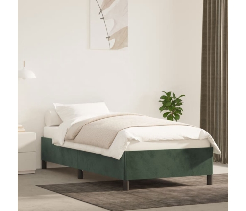 Estructura de cama sin colchón terciopelo verde oscuro 90x190cm