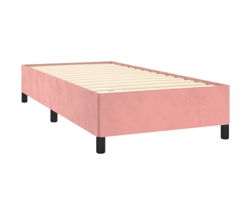 Estructura de cama sin colchón terciopelo rosa 90x190 cm