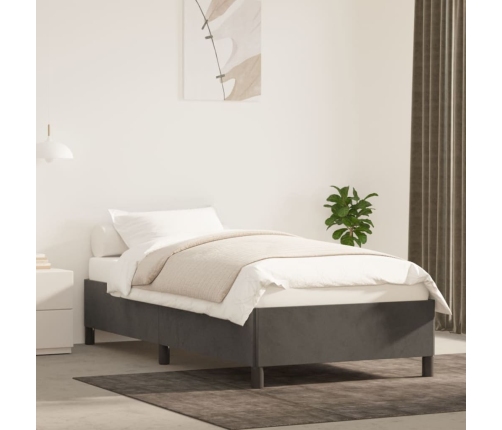 Estructura de cama sin colchón terciopelo gris oscuro 90x200 cm