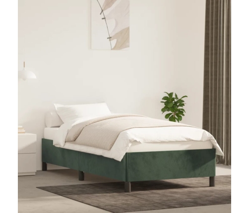 Estructura de cama sin colchón terciopelo verde oscuro 90x200cm