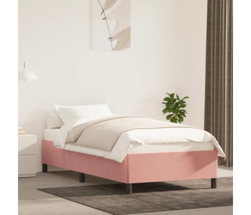 vidaXL Estructura de cama de terciopelo rosa 100x200 cm