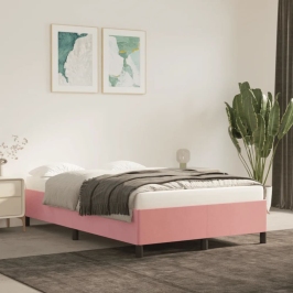 Estructura de cama sin colchón terciopelo rosa 120x200 cm