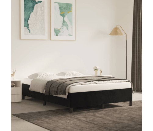 Estructura de cama sin colchón terciopelo negro 140x190 cm