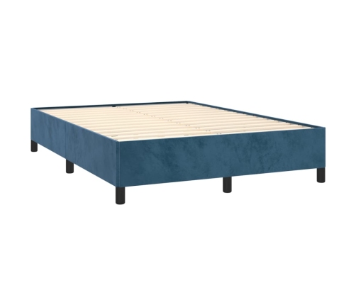 Estructura de cama sin colchón terciopelo azul oscuro 140x190cm