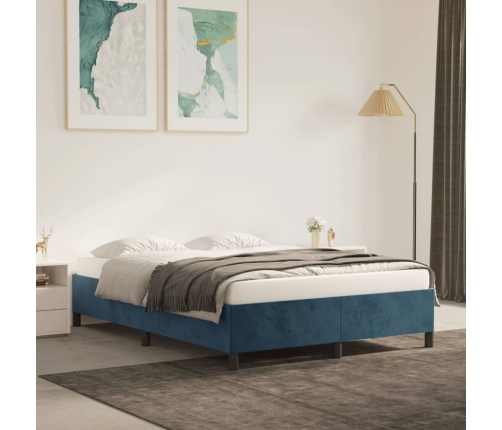 vidaXL Estructura de cama de terciopelo azul 140x200 cm