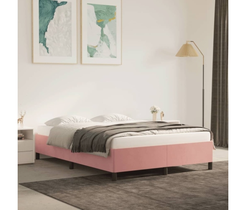 Estructura de cama sin colchón terciopelo rosa 140x200 cm