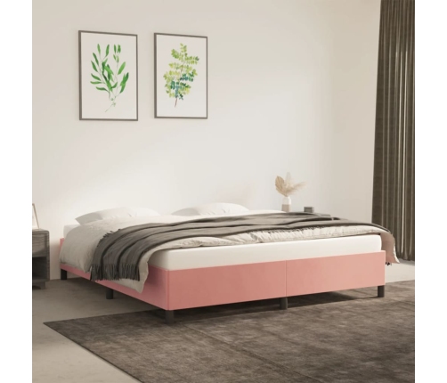 vidaXL Estructura de cama de terciopelo rosa 160x200 cm