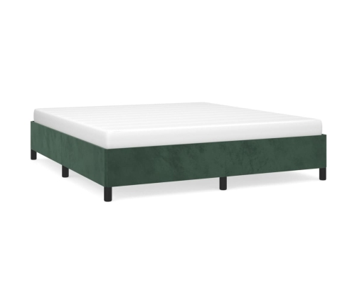 Estructura cama sin colchón terciopelo verde oscuro 180x200 cm