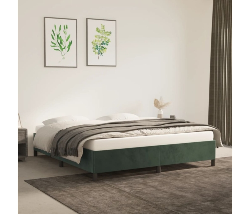 Estructura cama sin colchón terciopelo verde oscuro 180x200 cm