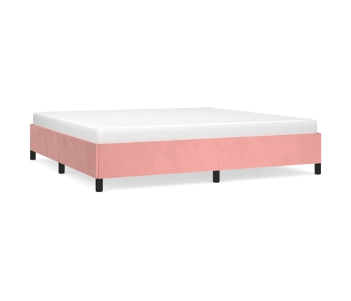 Estructura cama sin colchón terciopelo rosa 200x200 cm