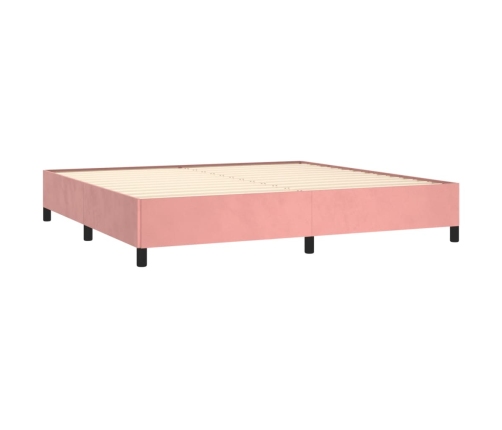 Estructura cama sin colchón terciopelo rosa 200x200 cm