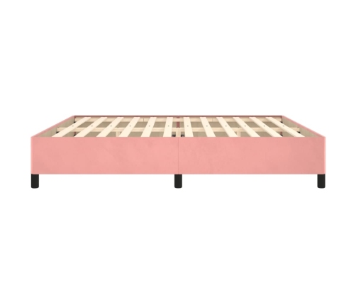 Estructura cama sin colchón terciopelo rosa 200x200 cm