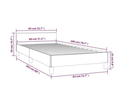 Estructura de cama sin colchón tela gris claro 80x200 cm