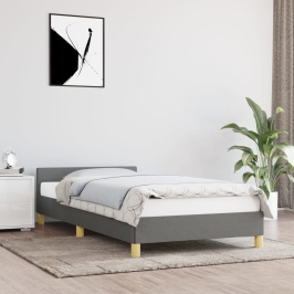 Estructura de cama sin colchón tela gris oscuro 90x190 cm