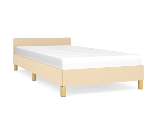 Estructura de cama con cabecero sin colchón tela crema 90x190cm