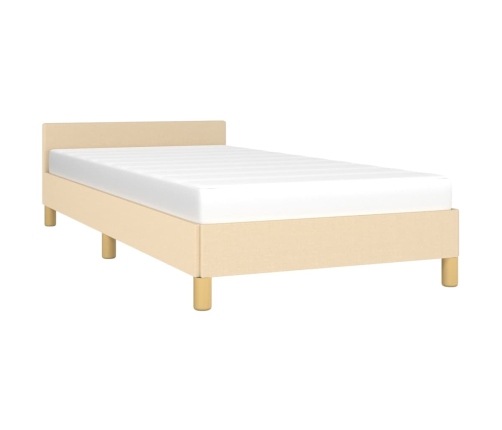 Estructura de cama con cabecero sin colchón tela crema 90x190cm