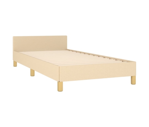 Estructura de cama con cabecero sin colchón tela crema 90x190cm