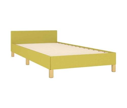 Estructura de cama con cabecero sin colchón tela verde 90x190cm