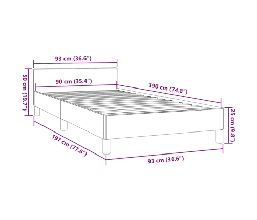 Estructura de cama con cabecero sin colchón tela verde 90x190cm