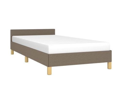 Estructura de cama con cabecero sin colchón tela taupe 90x200cm