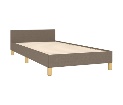 Estructura de cama con cabecero sin colchón tela taupe 90x200cm