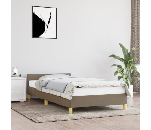 Estructura de cama sin colchón tela gris taupe 100x200 cm