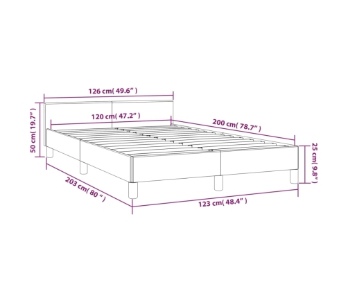 Estructura de cama sin colchón tela marrón oscuro 120x200 cm