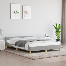 Cama sin colchón tela gris claro 140x190 cm