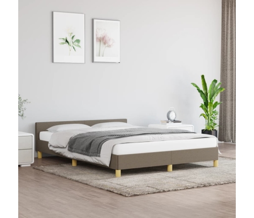 Cama sin colchón tela gris taupe 140x190 cm