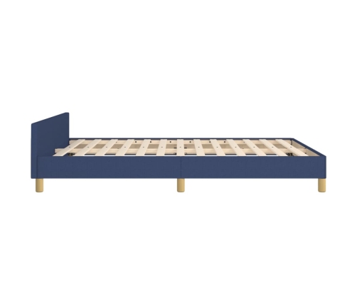 Estructura de cama con cabecero sin colchón tela azul 140x190cm