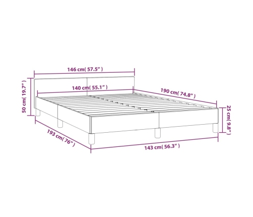 Estructura de cama con cabecero sin colchón tela azul 140x190cm