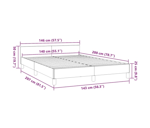 Estructura de cama sin colchón tela verde 140x200 cm