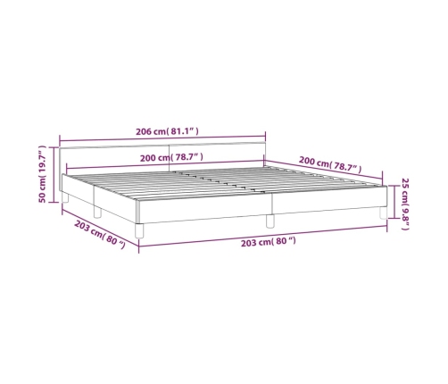 Cama sin colchón tela gris claro 200x200 cm