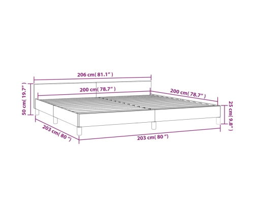 Cama sin colchón tela gris taupe 200x200 cm