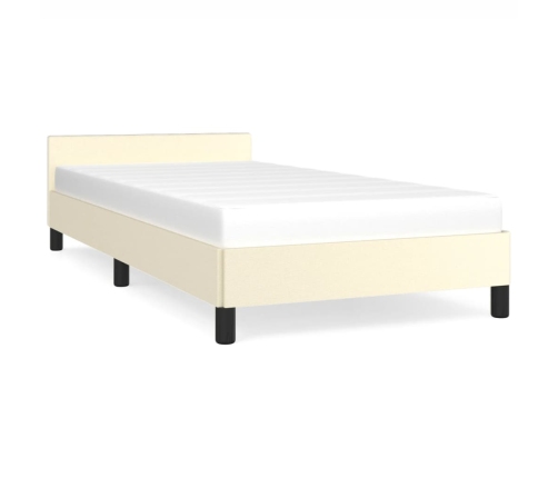 vidaXL Estructura de cama con cabecero cuero sintético crema 80x200 cm