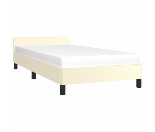 vidaXL Estructura de cama con cabecero cuero sintético crema 80x200 cm