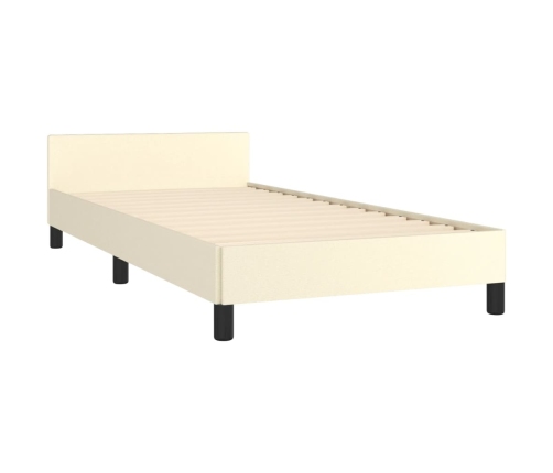 vidaXL Estructura de cama con cabecero cuero sintético crema 80x200 cm