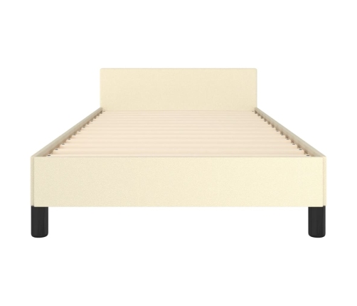 vidaXL Estructura de cama con cabecero cuero sintético crema 80x200 cm