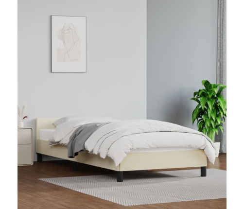 vidaXL Estructura de cama con cabecero cuero sintético crema 80x200 cm