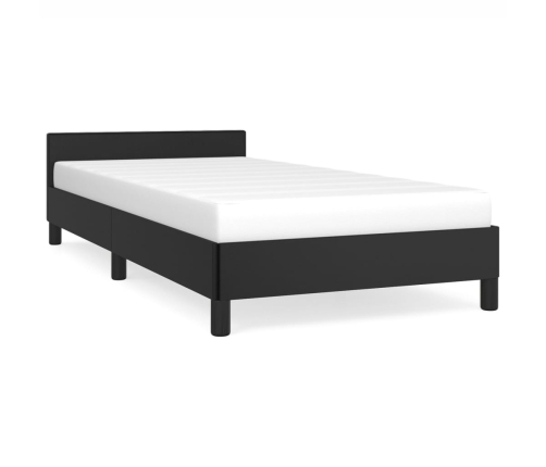 vidaXL Estructura de cama con cabecero cuero sintético negro 90x190 cm