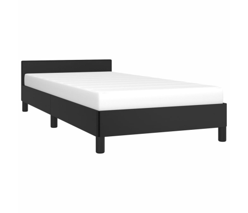 vidaXL Estructura de cama con cabecero cuero sintético negro 90x190 cm