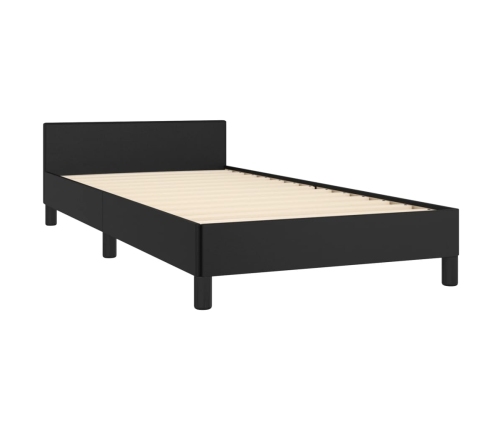 vidaXL Estructura de cama con cabecero cuero sintético negro 90x190 cm